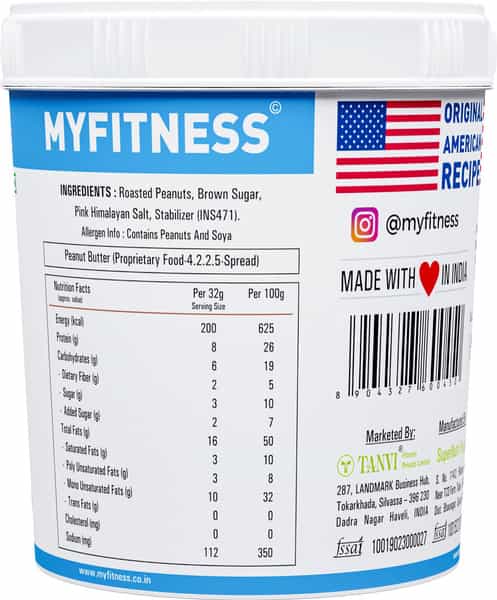 Myfitness Peanut Butter Original Crunchy 1250G Jar