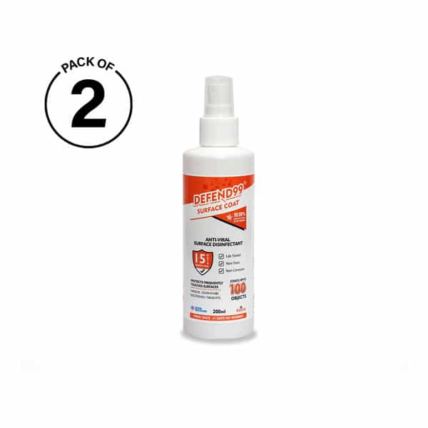 Defend99 Surface Coat - 15 Days Surface Antimicrobial Coating Sanitizer Spray Bottle. - Pack Of 2