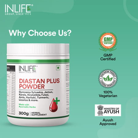 Inlife Diastan Plus Powder | Ayurvedic Herbal Supplement For Men & Women - 300g