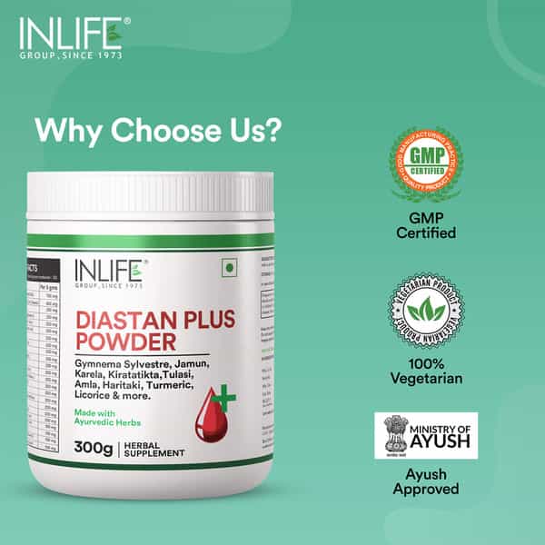 Inlife Diastan Plus Powder | Ayurvedic Herbal Supplement For Men & Women - 300G