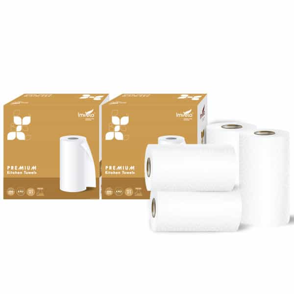 Imvelo 4 Ply Kitchen Tissue Paper Roll - 4 Rolls (560 Pulls) | Premium Kitchen Paper Towel