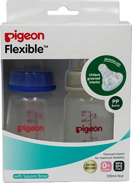 Pigeon Peristaltic Nursing Bottle Twin Pack Kpp 120Ml (Blue & White) Nipple S