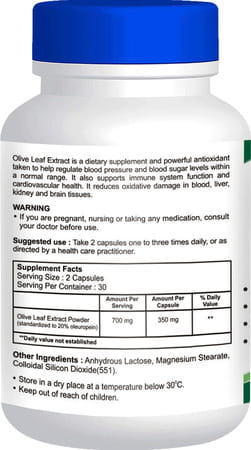Healthvit Olive Leaf Extract (20% Powerful Oleuropein) 700 Mg - 60 Capsules