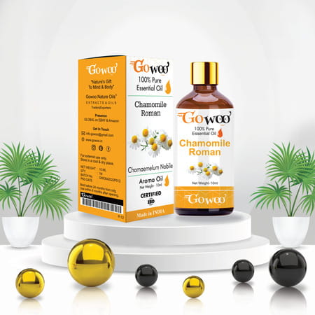 Pack Of 2 Chamomile Roman Essential Oil & Pomegranate Seed Carrier Oil - 100% Pure & Natural Oil