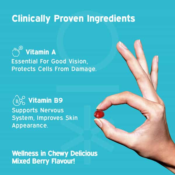 Nutriburst Health & Vitality Gummies With Multivitamins & Biotin (30 Gummies)(Mixed Berry Flavor)