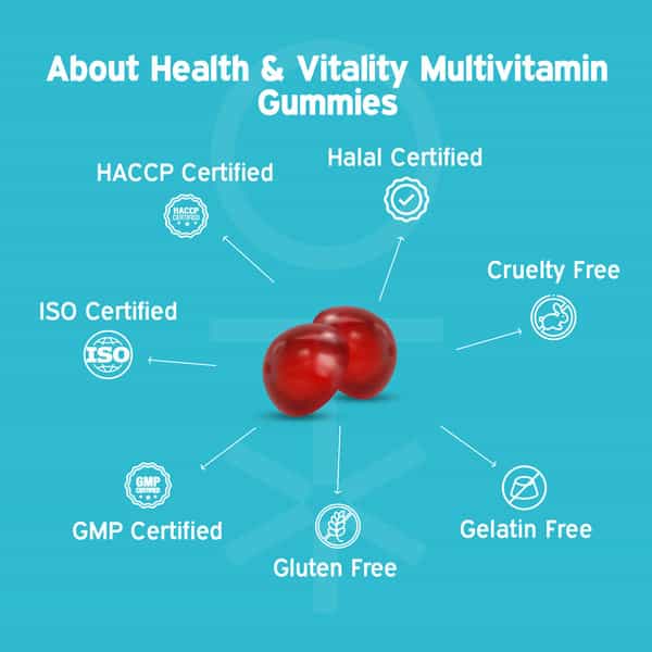 Nutriburst Health & Vitality Gummies With Multivitamins & Biotin (30 Gummies)(Mixed Berry Flavor)