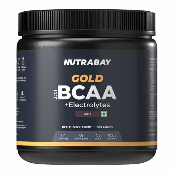 Nutrabay Gold Bcaa 2:1:1 With Electrolytes|5G Bcaa | Pre/Post Workout Energy Drink|250G | Cola