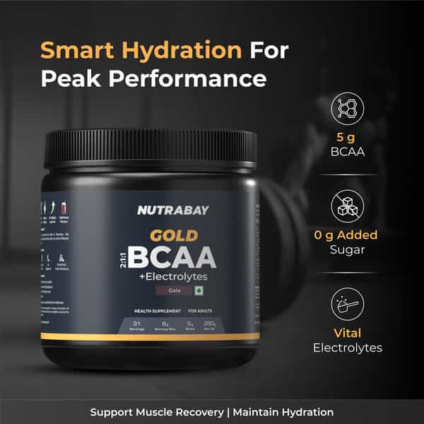 Nutrabay Gold Bcaa 2:1:1 With Electrolytes|5G Bcaa | Pre/Post Workout Energy Drink|250G | Cola