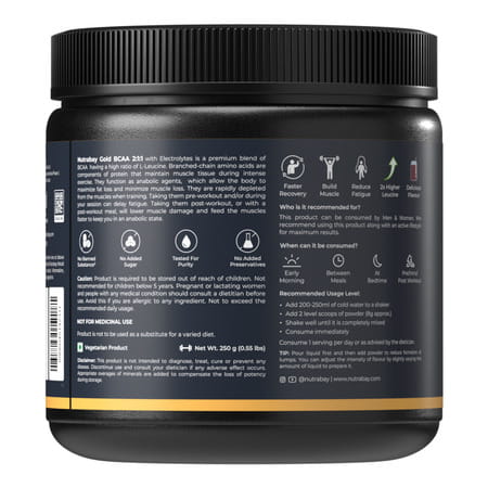 Nutrabay Gold Bcaa 2:1:1 With Electrolytes|5G Bcaa | Pre/Post Workout Energy Drink|250G | Cola