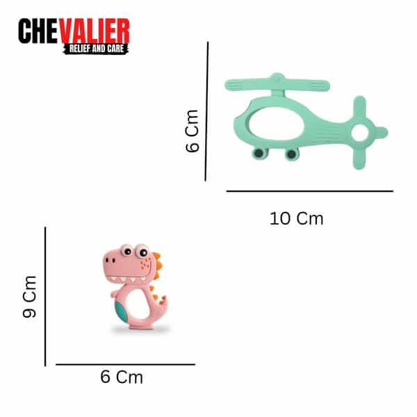 Chevalier Soft Silicone Rubber Baby Teether | Soothes Sore Gums Chew Infant Toy Combo 2 Dphg