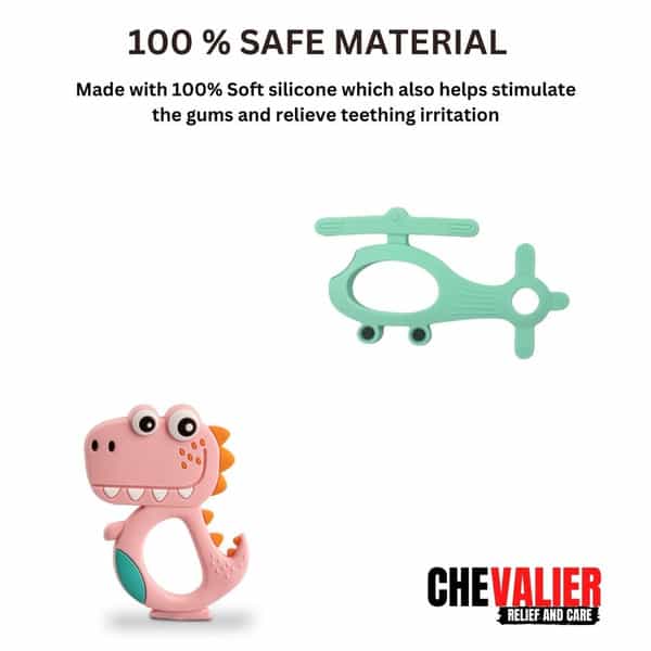 Chevalier Soft Silicone Rubber Baby Teether | Soothes Sore Gums Chew Infant Toy Combo 2 Dphg