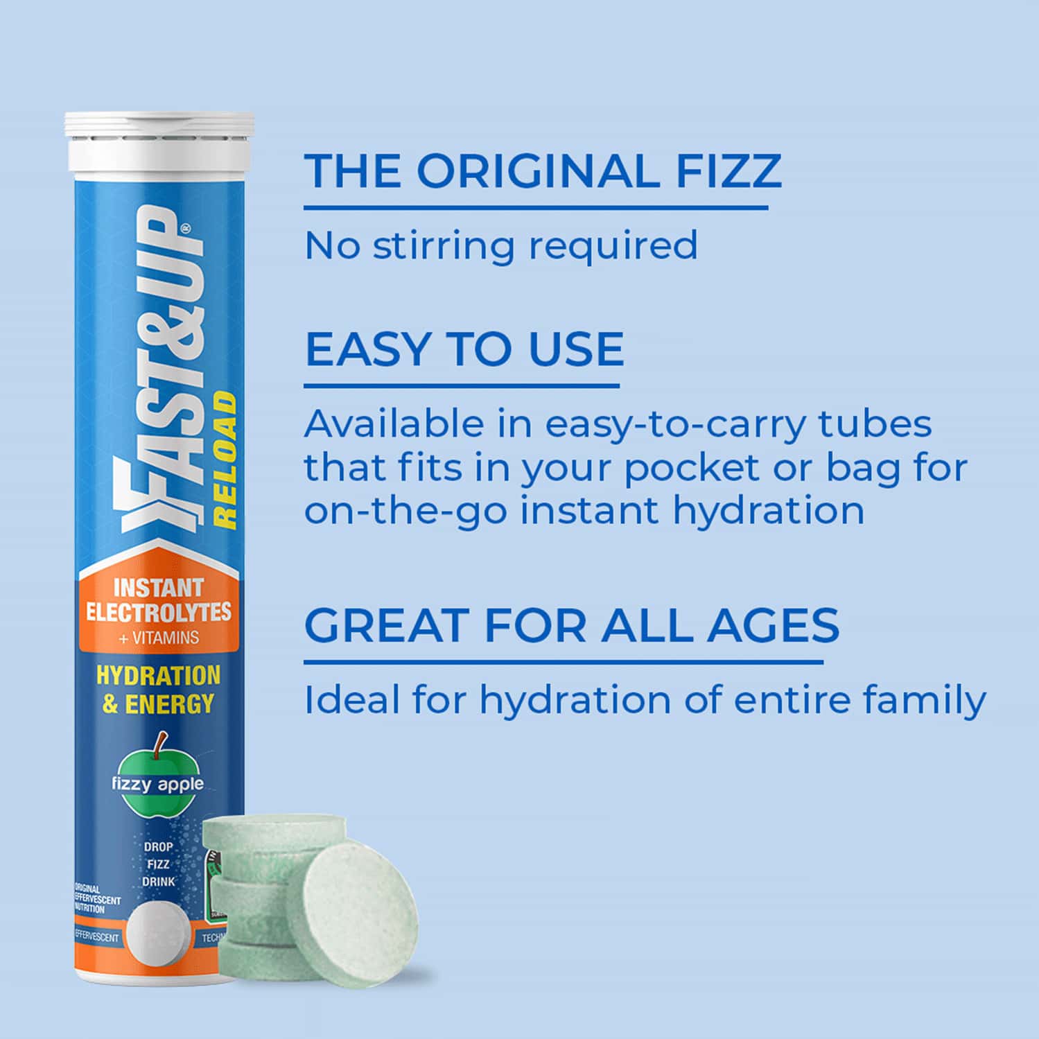Buy FAST&UP RELOAD ELECTROLYTE ENERGY AND HYDRATION FIZZY APPLE 20
