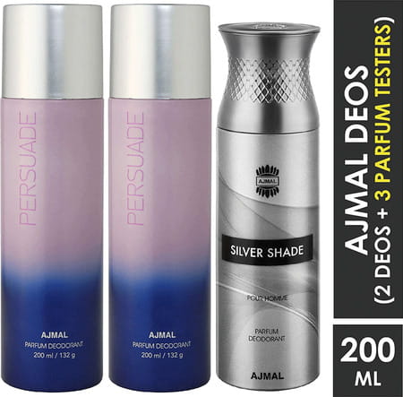 Ajmal 2 Persuade For Men & Women & 1 Silver Shade For Men Deodorants Each 200Ml Combo Pack Of 3