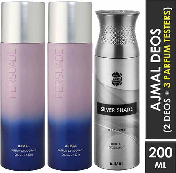Ajmal 2 Persuade For Men & Women & 1 Silver Shade For Men Deodorants Each 200Ml Combo Pack Of 3