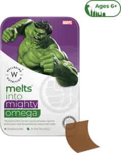 Wellbeing Nutrition Marvel Hulk Melts - Kids Algae Omega-3 Strawberry Mint (30 Strips)