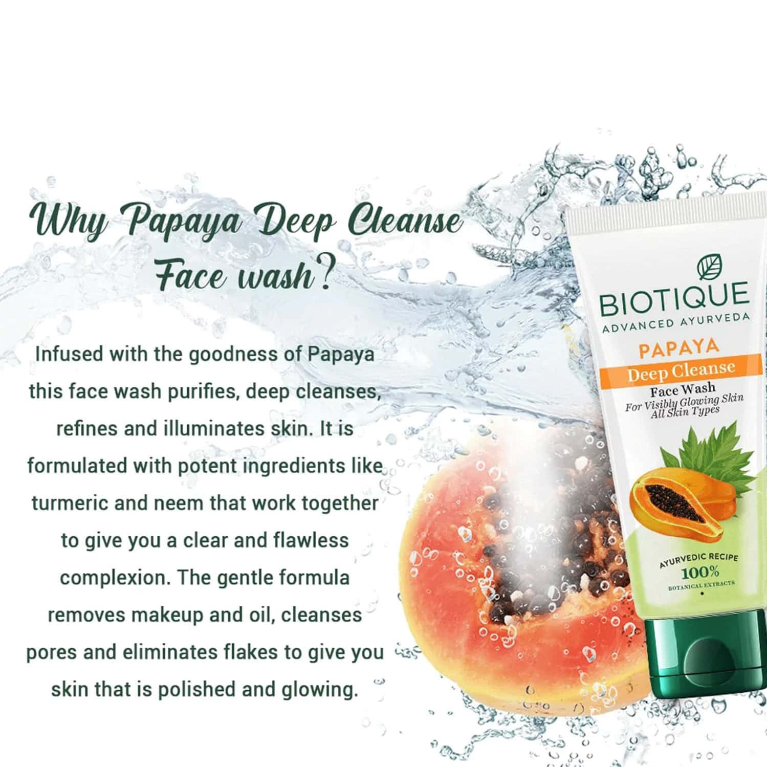 Buy BIOTIQUE ADVANCED AYURVEDA PAPAYA DEEP CLEANSE FACE WASH FOR
