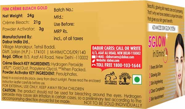 Fem Fairness Naturals Gold Bleach Creme - 24 Gm