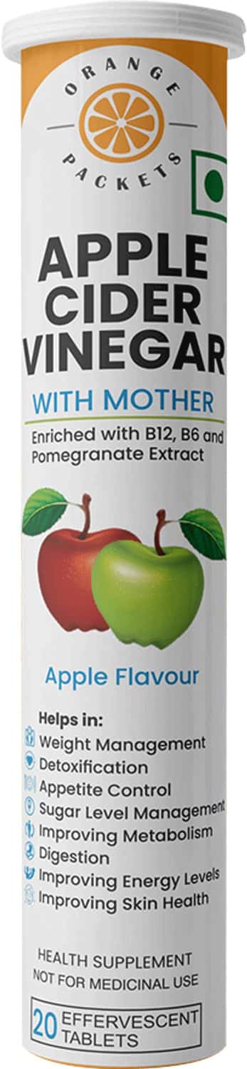 Orange Packets Apple Cider Vinegar - B12 B6 & Pomegranate Extract - 20 Effervescent Tablets -Apple