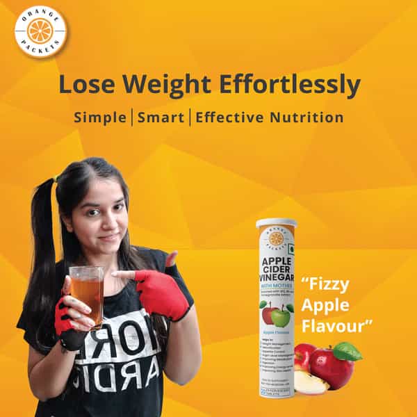 Orange Packets Apple Cider Vinegar - B12 B6 & Pomegranate Extract - 20 Effervescent Tablets -Apple