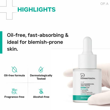 Dermatouch 10% Niacinamide Serum For Acne & Blemishes| Oil Balancing | For Acne Prone Skin |20ml