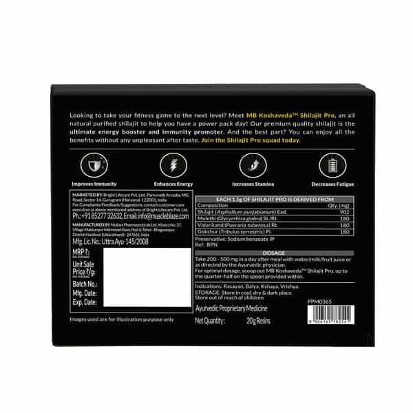 Koshaveda By Muscleblaze Shilajit Resin Pro | For Strength | Stamina & Endurance | 20 G