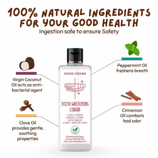 Coco Crush Ayurvedic Teeth Whitening Liquid | 100% Natural - 100Ml