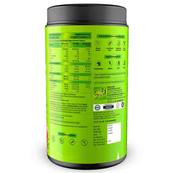 Naturyz Instantized Bcaa 7000 Pro With 7G Bcaas Glutamine For Lean Muscle Mass - 400G(Watermelon)