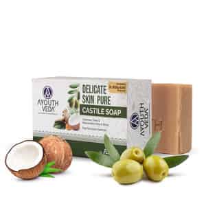 Ayouthveda Delicate Skin Castile Soap | Tulsi Neem Coconut & Olive Oils For Skin Cleansing 110 Gm