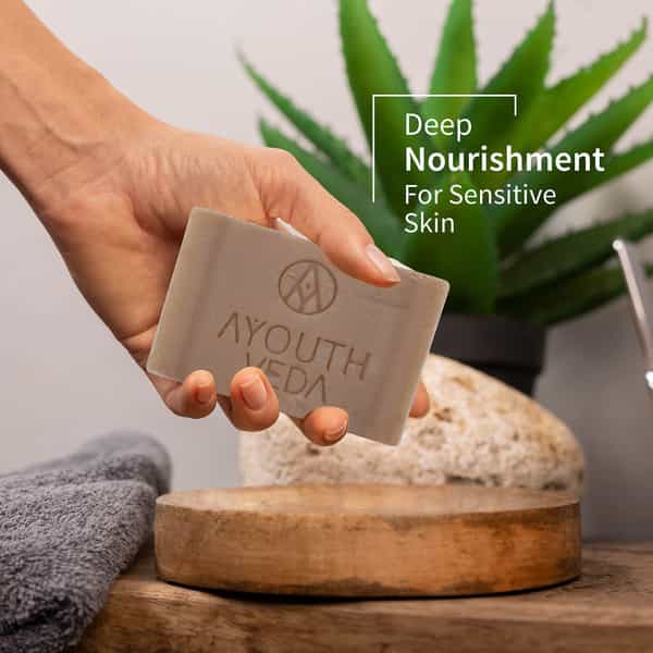 Ayouthveda Delicate Skin Castile Soap | Tulsi Neem Coconut & Olive Oils For Skin Cleansing 110 Gm