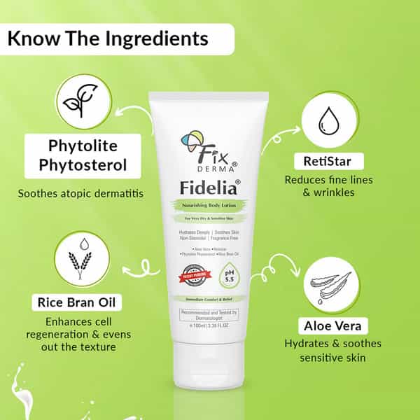Fixderma Fidelia Nourishing Body Lotion With Rice Brain Oil Aloe Vera - 100 Ml