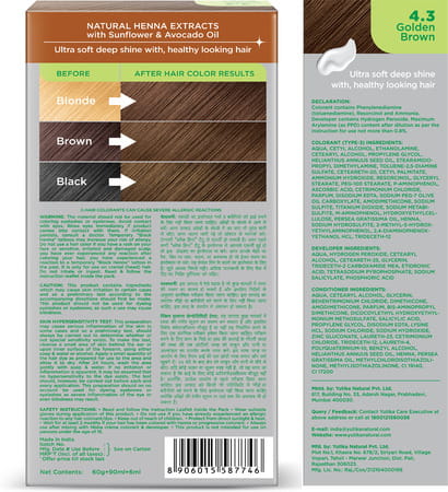 Nisha Creme Hair Color 4.3 Golden Brown 120gm Pack Of 2 | Ammonia Free Permanent Hair Colour