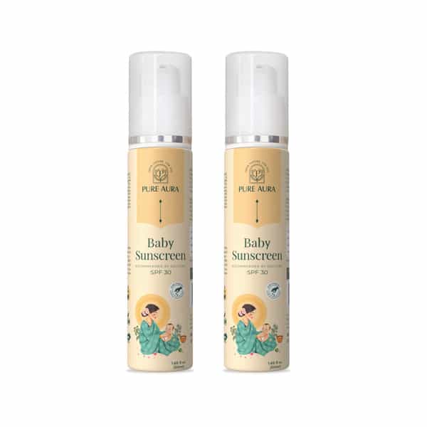Pure Aura Baby Sunscreen | Spf 30 Kids Sunscreen | 100% Mineral & Ayurvedic 6M - 8Y 50 G Pack Of 2