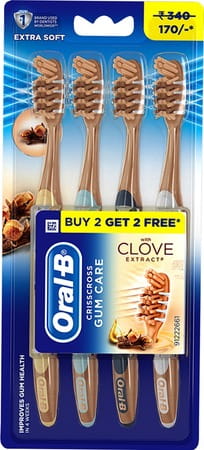 Oral-b Criss Cross Toothbrush With Clove Extract Extra Soft ( Buy 2 Get 2 Free )