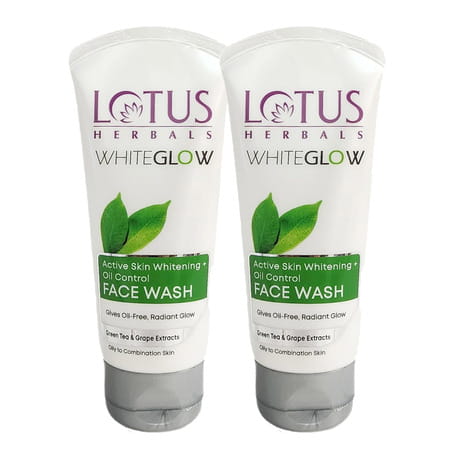 Lotus Herbals Whiteglow Active Skin Whitening & Oil Control Face Wash 50g (Pack Of 2)