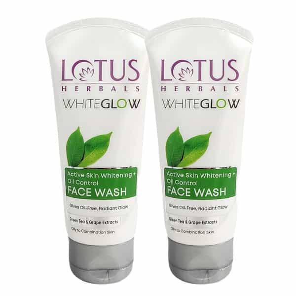 Lotus Herbals Whiteglow Active Skin Whitening & Oil Control Face Wash 50G (Pack Of 2)