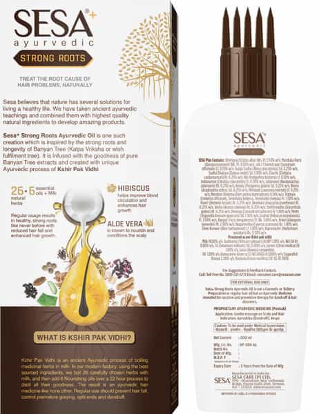 Sesa Ayurvedic Strong Roots Oil With 26 Herbs & 6 Oils - For Hair Fall Control & Hair Growth- 200 Ml