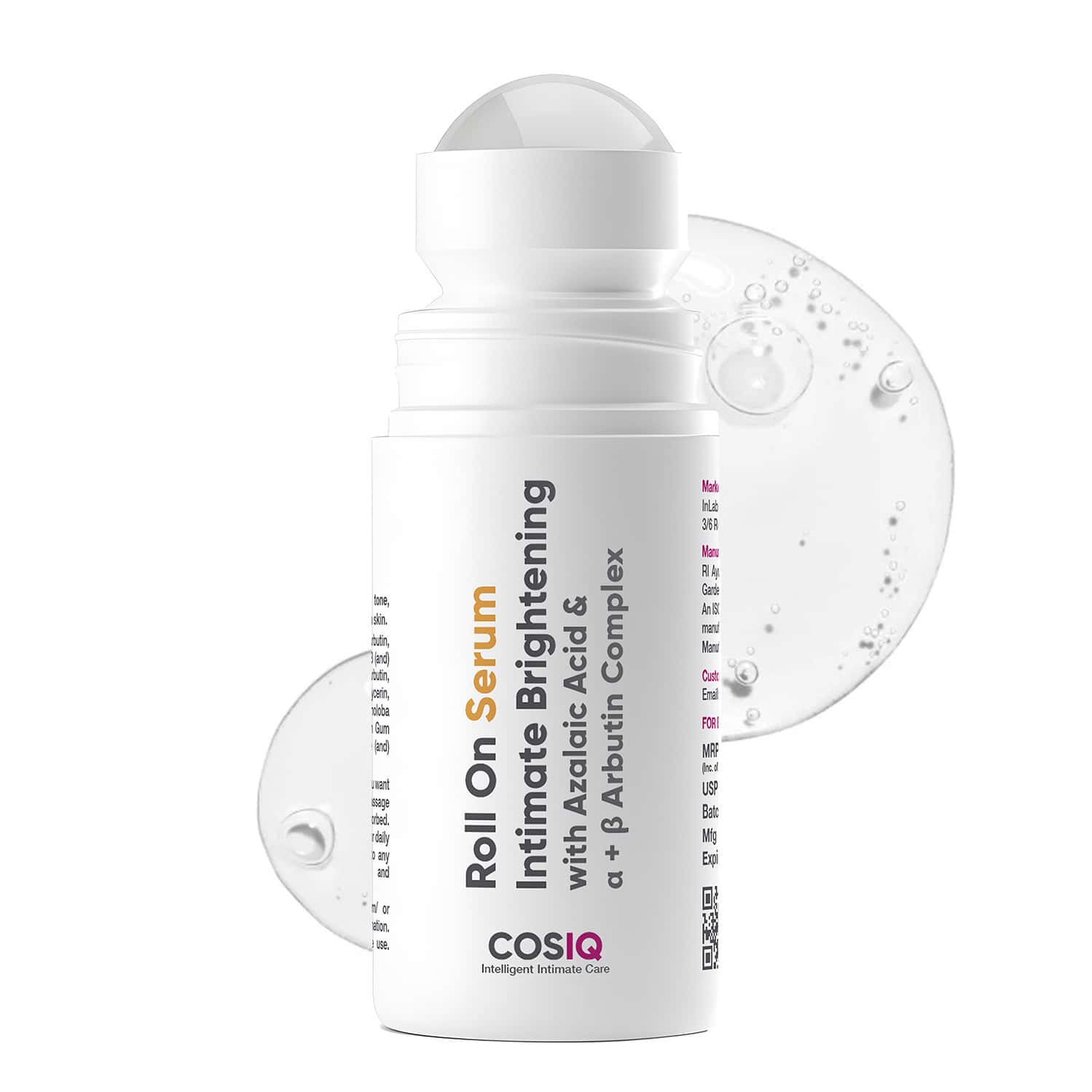 Cos-Iq Intimate Brightening Roll-On Serum - With Azelaic Acid & Alpha + Beta Arbutin Complex | 40ml