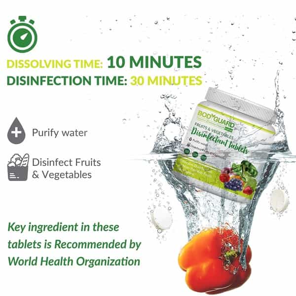 Bodyguard Vegetables Disinfectant Tablets Bottle Of 50