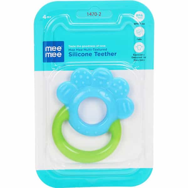 Meemee Multi-Textured Silicone Teether Teether (Blue | Green)