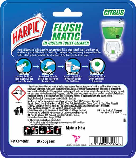 Harpic Flushmatic Pine Toilet Block (Twin Pack) Packet Of 100 G