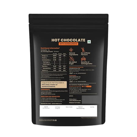 Auric Ashwagandha Hot Chocolate | Protein Rich | Flavourful & Traditional | 250gm