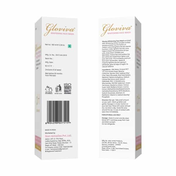 Gloviva Whitening Face Wash 100 Ml | Berberry & Green Tea | Paraben Free (Pack Of 3)