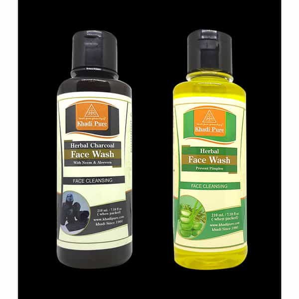Khadi Pure Herbal & Charcoal Face Wash (210Ml) Pack Of 2 (420Ml)