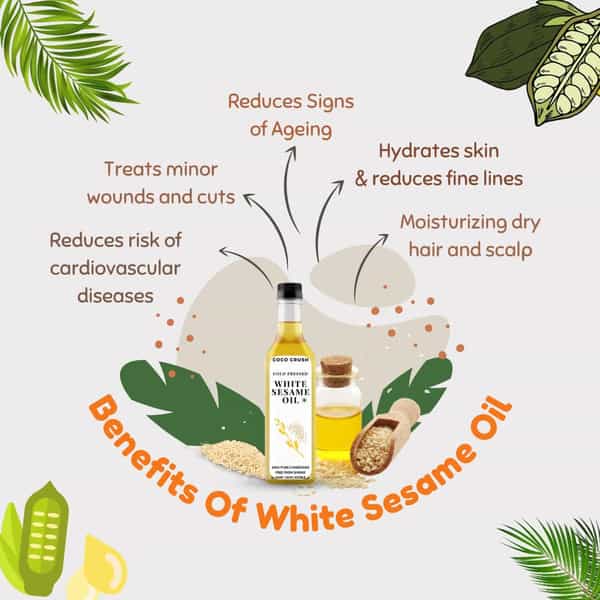 Cold Pressed White Sesame Oil | 100% Natural | Hair | Face | Body | Baby Massage 1000 Ml