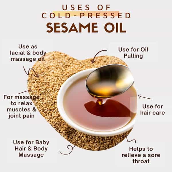 Cold Pressed White Sesame Oil | 100% Natural | Hair | Face | Body | Baby Massage 1000 Ml