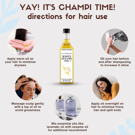 Cold Pressed White Sesame Oil | 100% Natural | Hair | Face | Body | Baby Massage 1000 Ml