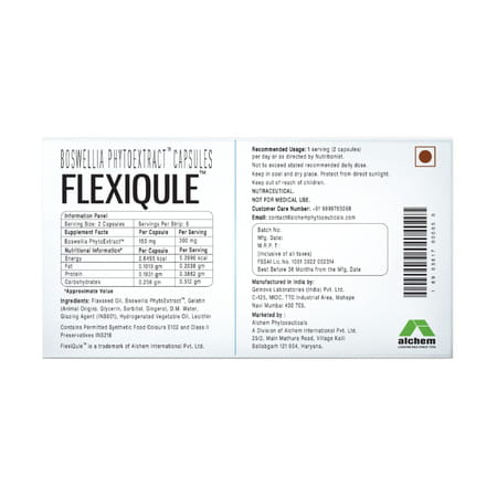 Flexiqule Natural Care For Joint Stiffness & Pain Strip Of 10 Capsules