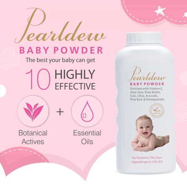 Pearldew Baby Powder 200 Gm | With Tulsi | Neem | Aloe Vera | Shea Butter (Pack Of 4)