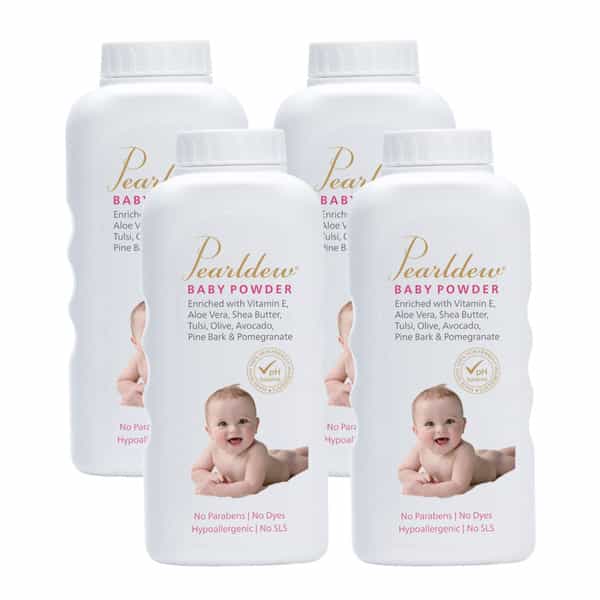 Pearldew Baby Powder 200 Gm | With Tulsi | Neem | Aloe Vera | Shea Butter (Pack Of 4)