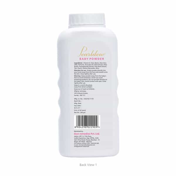 Pearldew Baby Powder 200 Gm | With Tulsi | Neem | Aloe Vera | Shea Butter (Pack Of 4)